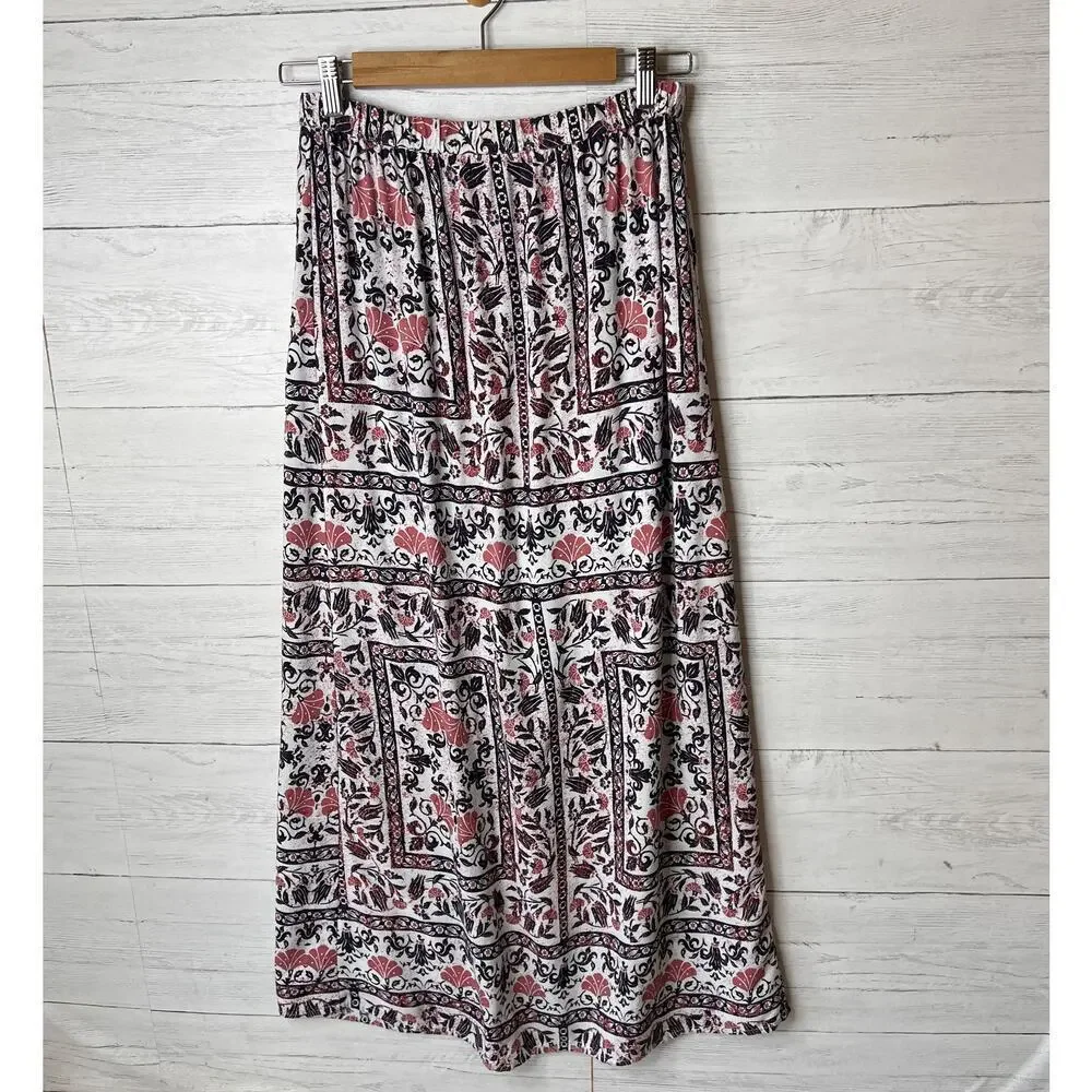 Roxy Skirt Womens Size Small Lost in My Mind Floral Navy & Red Maxi Front Slit